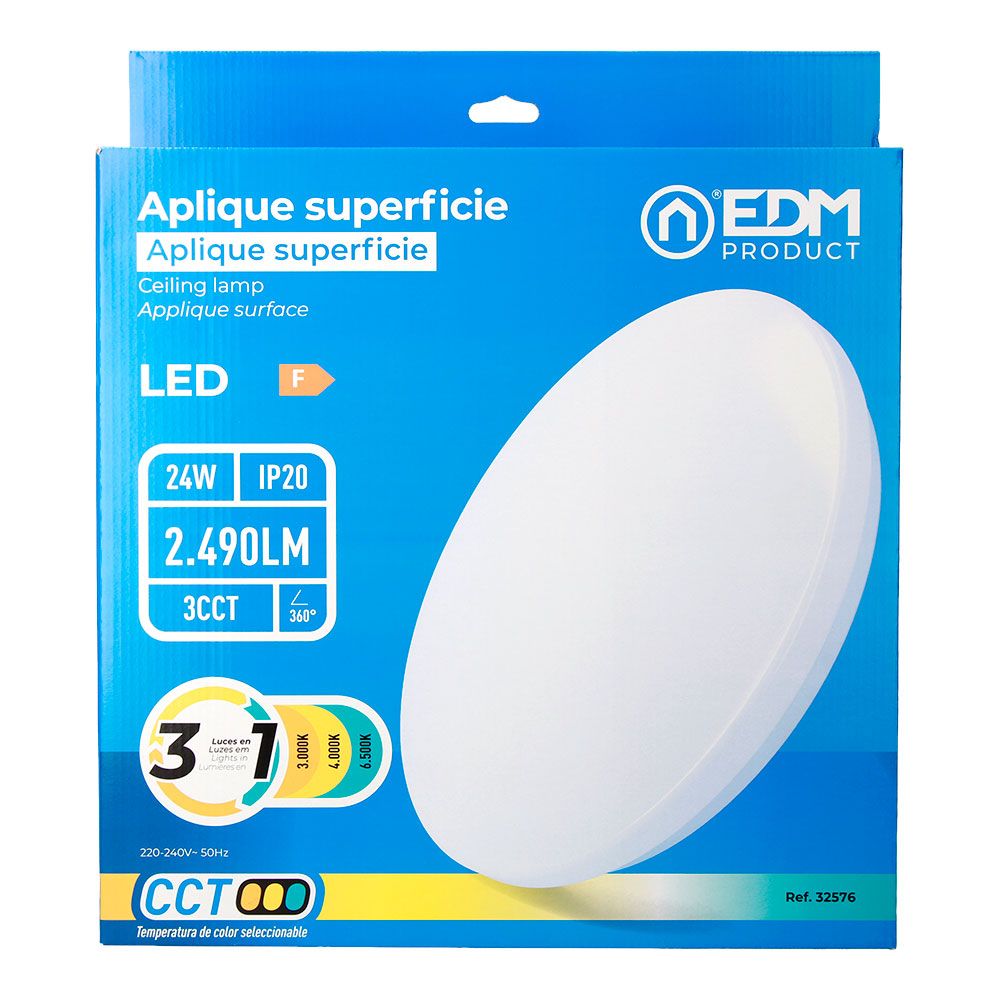 Aplique LED de superfície circular 24 W 3CCT 2490 LM Ø38 x 6,6 cm - Image 3