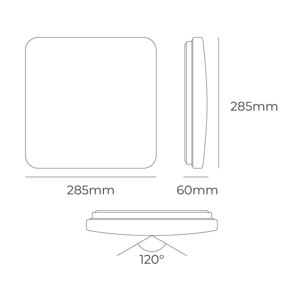Luminaria de parede LED quadrada extraplana 12 W 3CCT 1160 LM 28,5 x 28,5 x 6 cm - Image 5