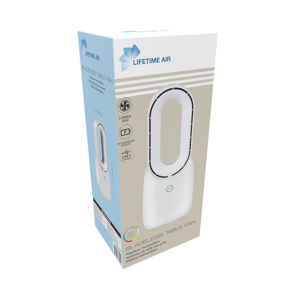 Ventilador de sobremesa recargable con usb sin aspas, 3 velocidades 12,4 x 9 x 30 cm - Image 4