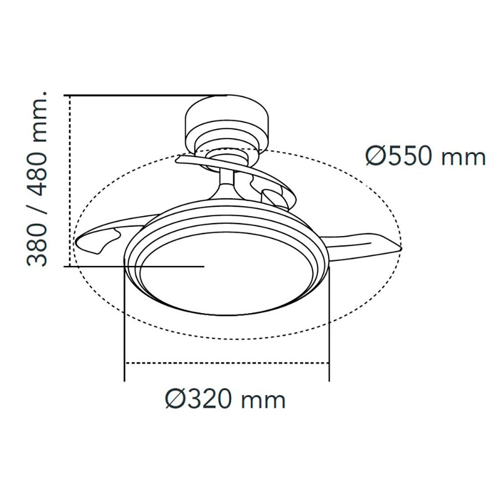 Ventoinha de teto, LED 3CCT, pás retráteis, antila mini XS, 35 W, 3000 LM, preto, pás Ø55 cm, aplique Ø32 cm, altura 38 - 48 cm - Image 7