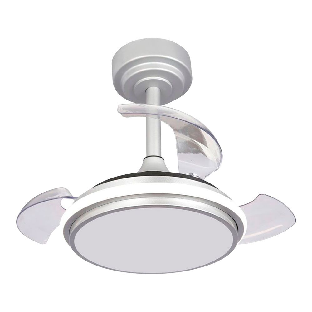 Ventoinha de teto, LED 3CCT, pás retráteis, antila mini XS, 35 W, 3000 LM, prateado, pás Ø55 cm, aplique Ø32 cm, altura 38 - 48 cm - Image 2