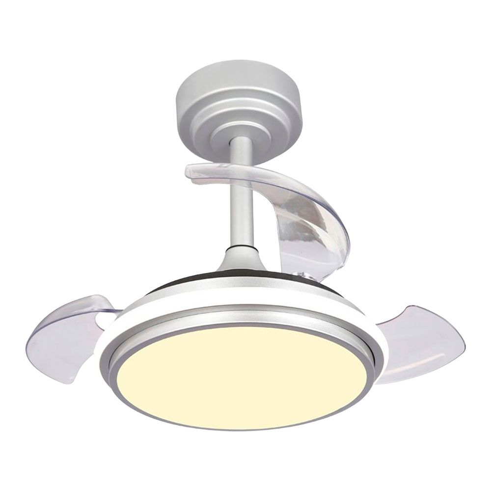 Ventoinha de teto, LED 3CCT, pás retráteis, antila mini XS, 35 W, 3000 LM, prateado, pás Ø55 cm, aplique Ø32 cm, altura 38 - 48 cm - Image 3