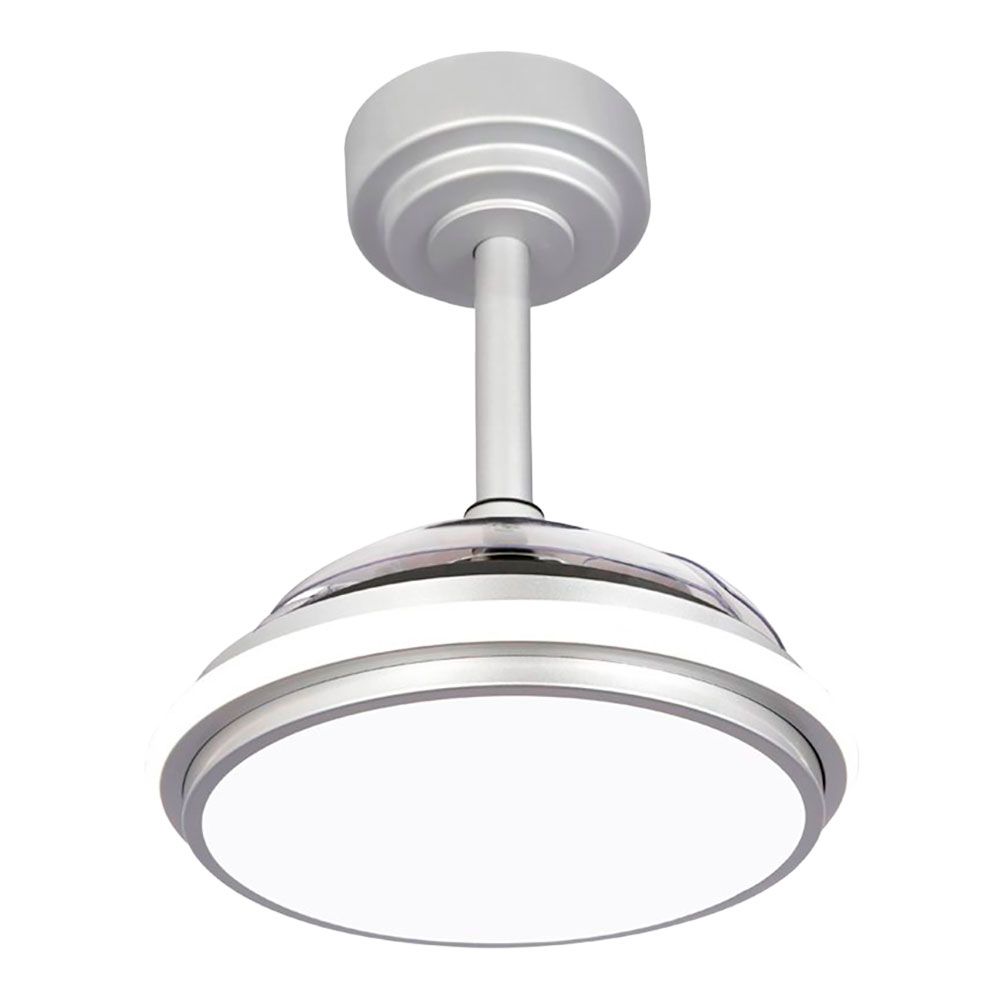 Ventoinha de teto, LED 3CCT, pás retráteis, antila mini XS, 35 W, 3000 LM, prateado, pás Ø55 cm, aplique Ø32 cm, altura 38 - 48 cm - Image 4