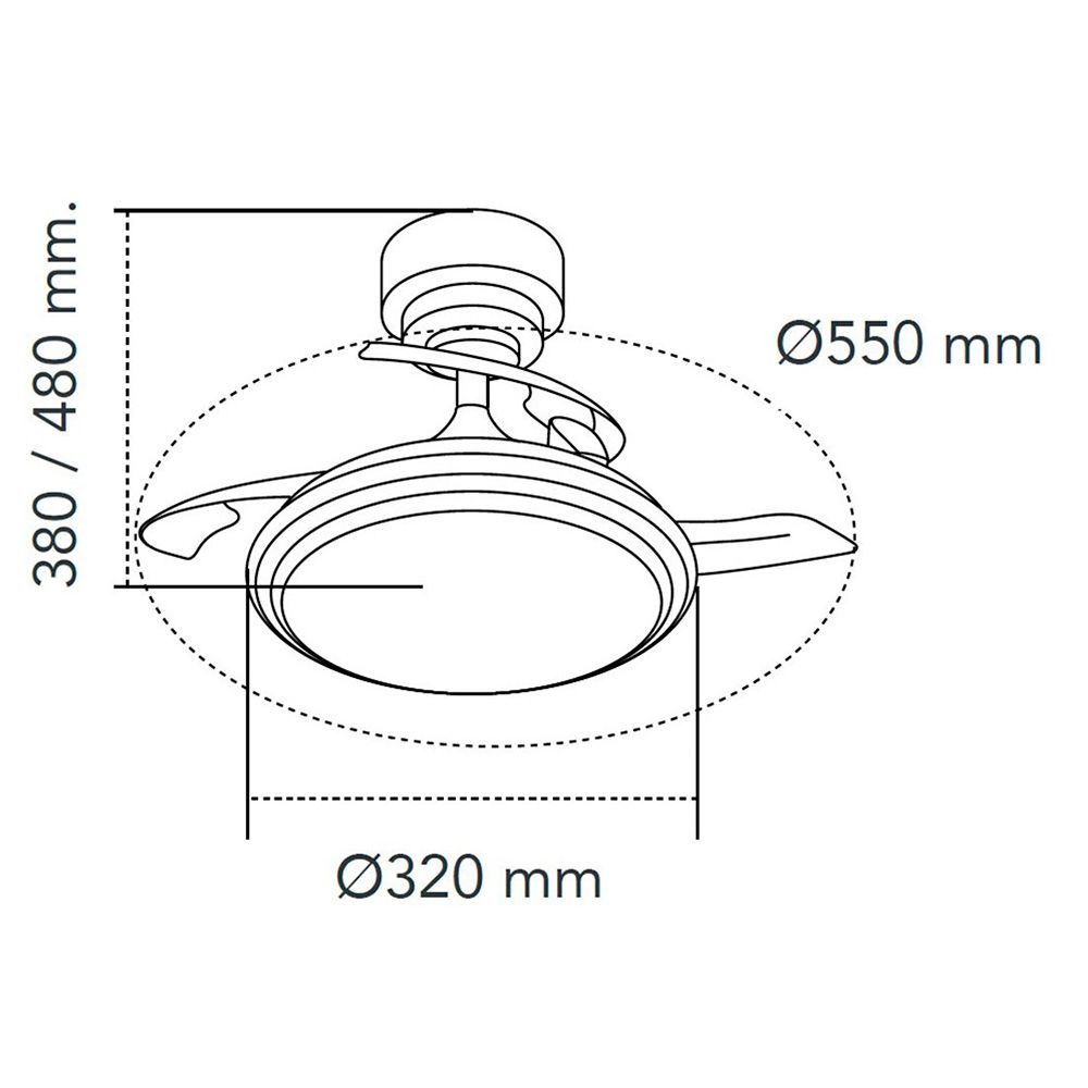 Ventoinha de teto, LED 3CCT, pás retráteis, antila mini XS, 35 W, 3000 LM, prateado, pás Ø55 cm, aplique Ø32 cm, altura 38 - 48 cm - Image 8