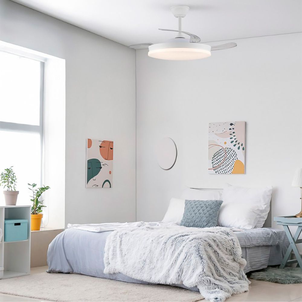 Ventilador de techo led 3cct aspas retráctiles stars evo smart 72 w 7920 lm blanco, aspas ø106 cm, plafón ø48,5 cm, altura 34 - 44 cm - Image 5
