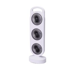 Ventilador de mesa recarregável, branco e preto, 3 velocidades, 36,5 x 12 x 8,3 cm