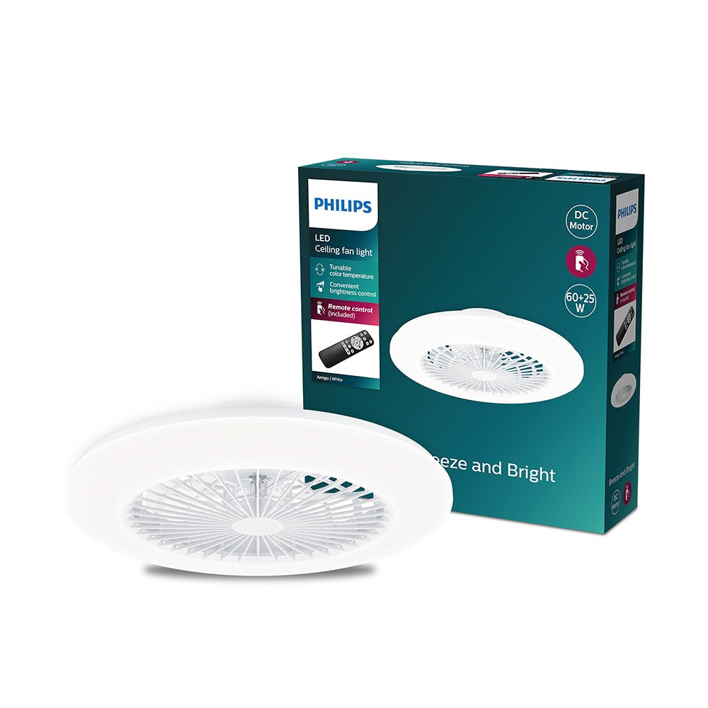 Ventilador de teto, LED 3 CCT, motor DC 25 W + LED 60 W, modelo amigo, branco com difusor efeito estrelado, Ø57,5 cm - Image 2
