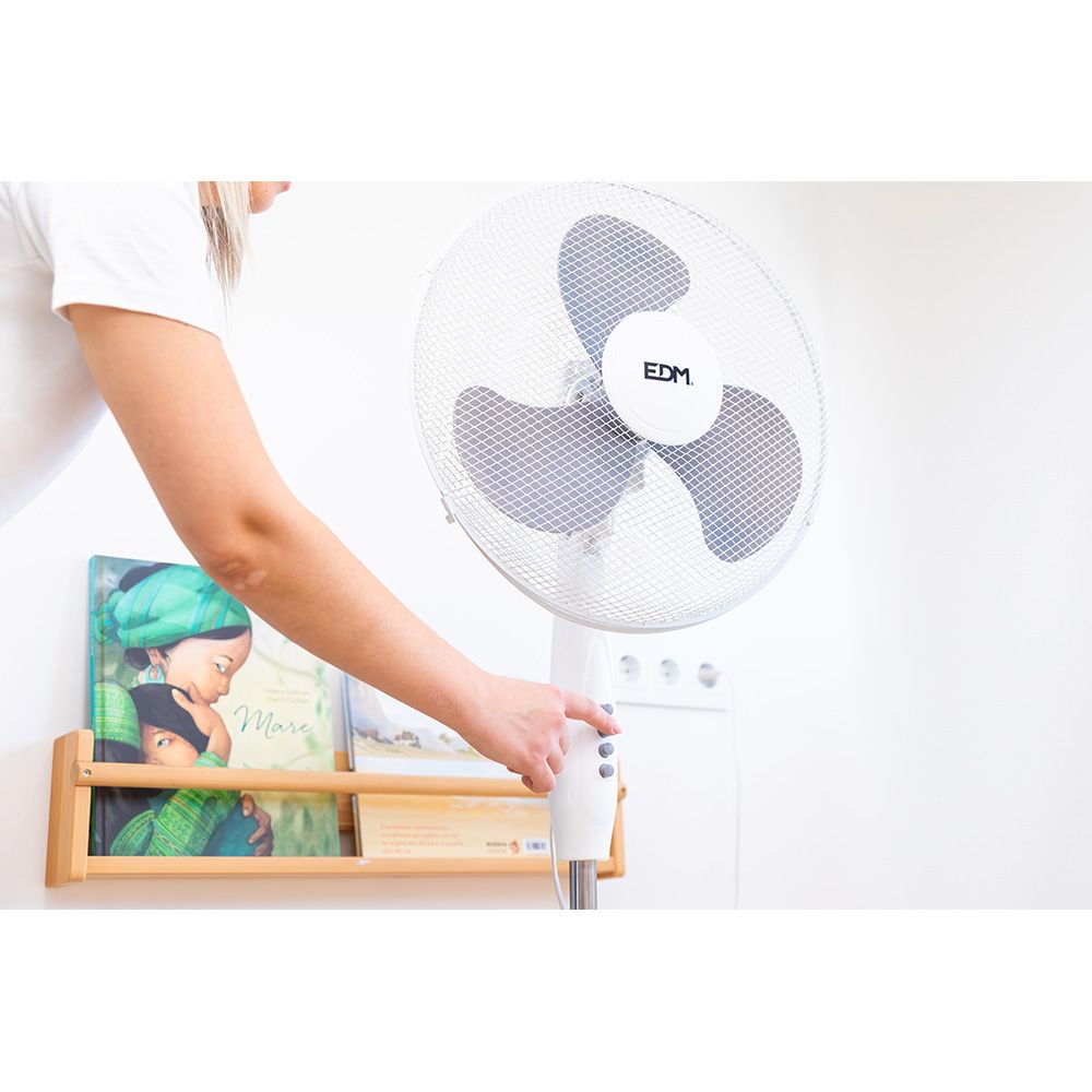 EDM Ventilador de pé, branco, potência 45 w, db 60, pás de ø40 cm, altura ajustável 105-125 cm - Image 5