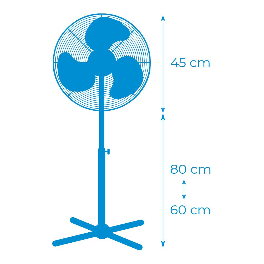EDM Ventilador de pé, branco, potência 45 w, db 60, pás de ø40 cm, altura ajustável 105-125 cm - Image 6