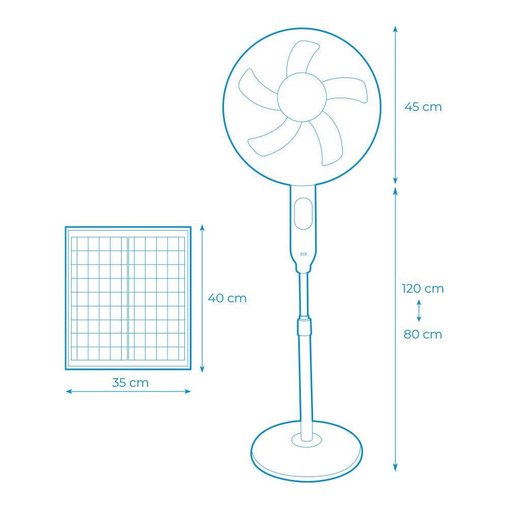 Ventilador solar de pé, potência branca 25 w, pás ø40 cm - Image 4