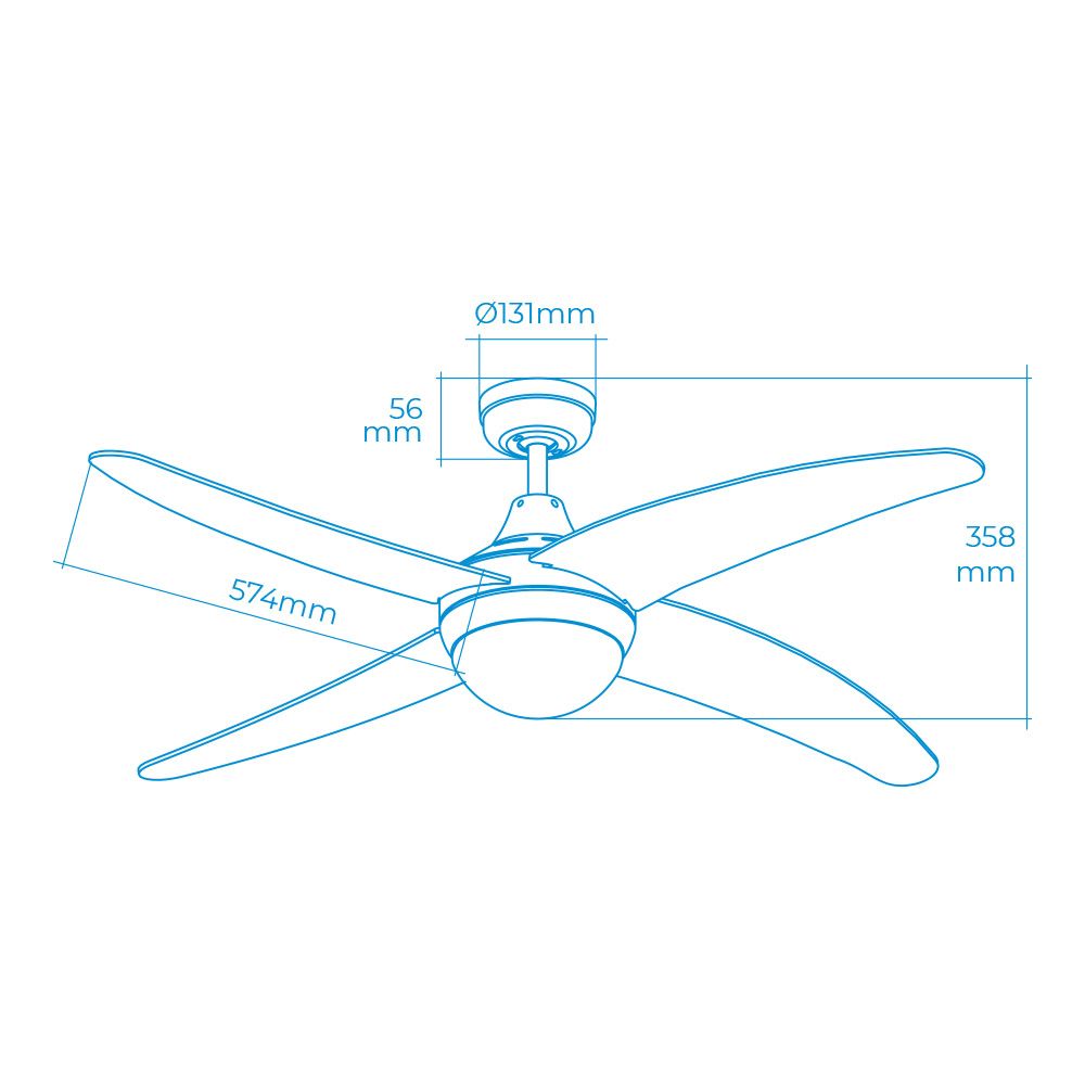 Ventilador de teto modelo Cáspio. cor prata/níquel. potência: 60w lâminas: ø132cm com controle remoto edm - Image 2