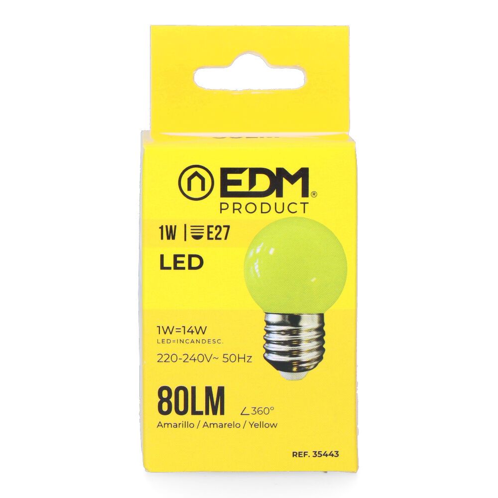 Lâmpada esférica LED E27 1W 80lm LUZ amarela Ø45x69mm EDM - Image 2