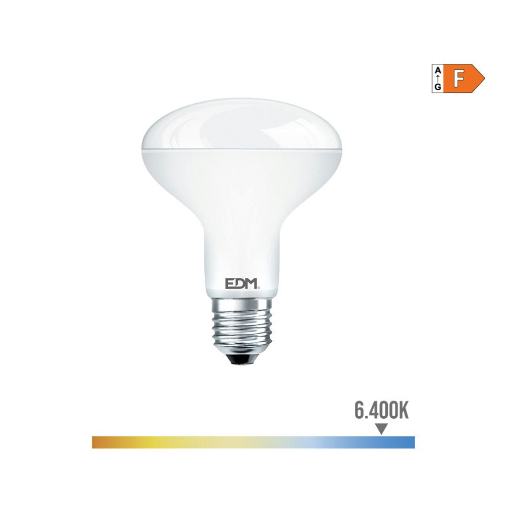 Lâmpada refletora LED R80 E27 10W 932lm 6400K LUZ fria Ø8x11cm EDM