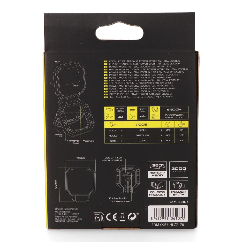 Foco led de trabajo power work am1 20 w 2.000 lm 3 en 1 - Image 8