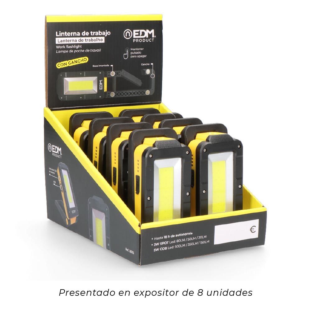 Lanterna de trabalho LED recarregável com base balanço - Image 7