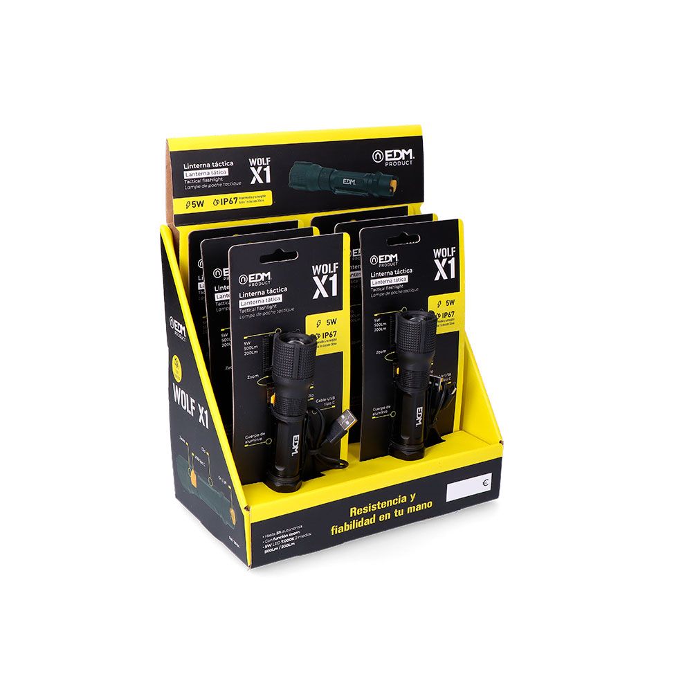 Lanterna LED tática recarregável Wolf x1 550 lm / 200 lm IP67 ø3,2 para pendurar, até 5 horas de autonomia, 3 horas de carregamento, corpo em alumínio, IP67 à prova d'água até 1 m por 30 minutos, dimensões ø32 x 139 mm. É apresentado em um display de 6 unidades - Image 7