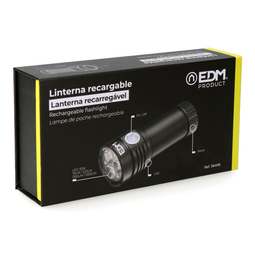 Lanterna recarregável 3 leds 30W 3300Lm - Image 4