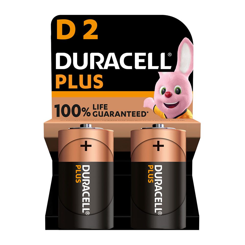 Pilha alcalina duracell plus power D - LR20 1,5V (blíster 2 unid.) Ø34,2x61,5mm