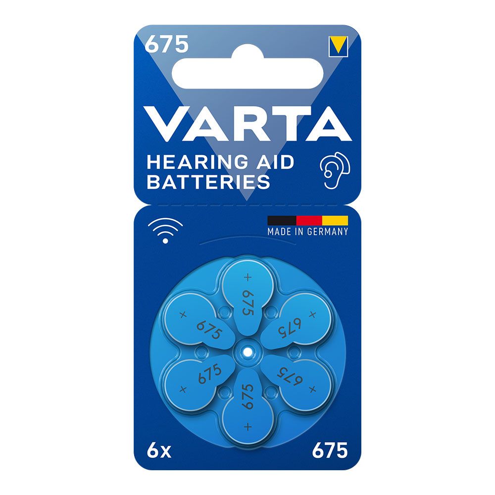 Bateria para aparelhos auditivos baterias para aparelhos auditivos varta 675 (blister 6 unidades)