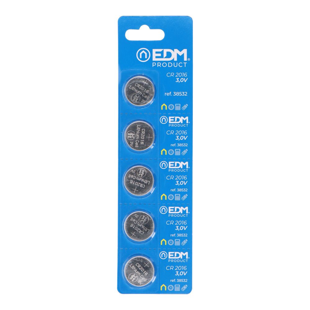 Pilha lithium micro CR2016 3 V Ø20,0 x 1,6 mm blister 5 UDS