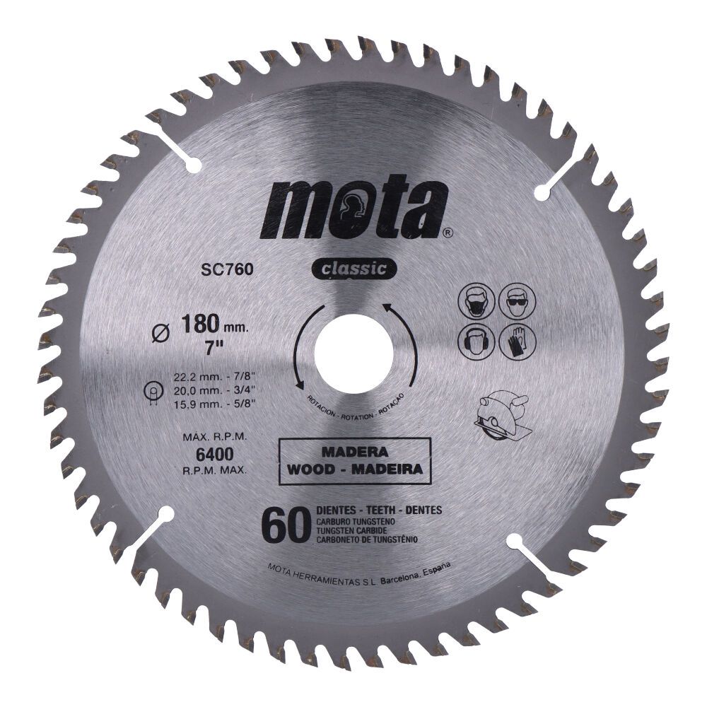 Serra circular widia Ø180 mm 60 dentes