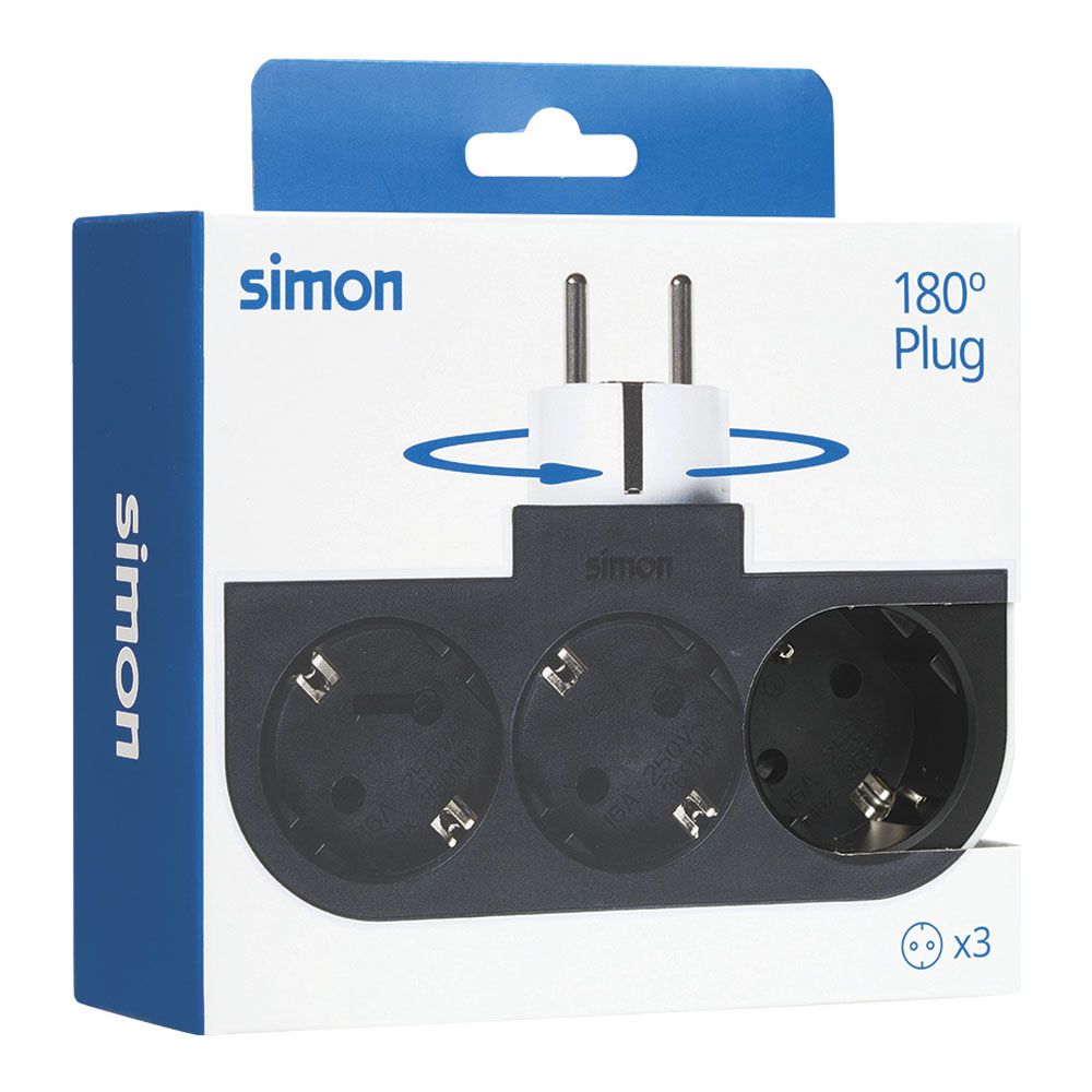 Adaptador giratorio schuko 3 tomas 16a 250 v~ - Image 2
