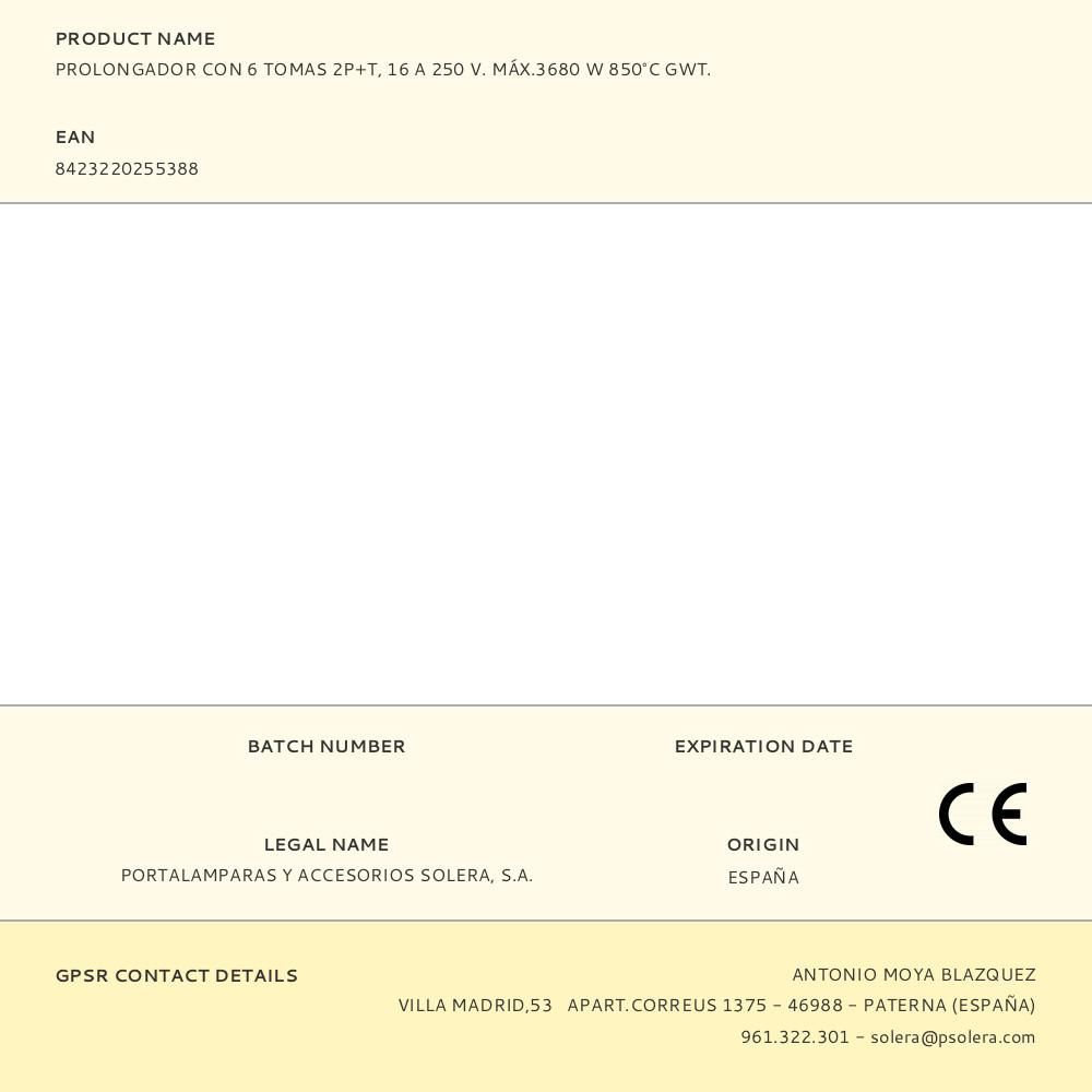 Base múltipla, 6 tomadas 2p+e, com interruptor + protetor, cabo de 1,5 m h05vv-f 3g1,5 mm², 16a 250v~, branco - Image 2