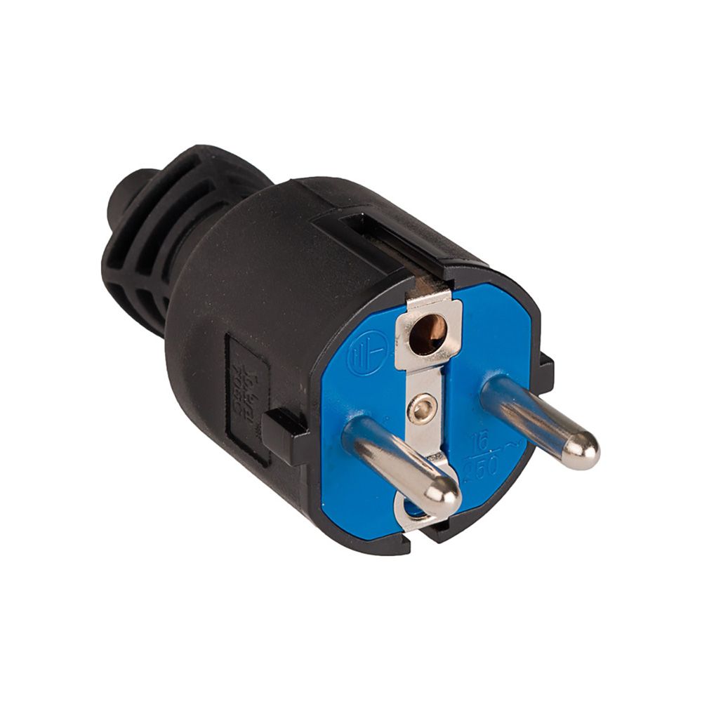 Ficha 2P+T 16A 250V PVC preta. fixação de cabos abatível (retractilado) solera 706C