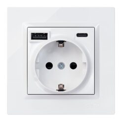 Base tomada schuko + USB a+ C 10,5 W 16 a 250 v~, simon 10, branco