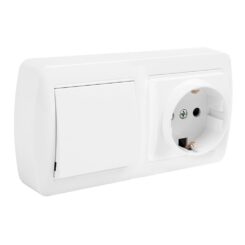Base dupla bipolar com T/TL + comutador de escada e obturador 138x42x72mm superficie mural solera MUR96U