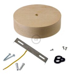 Kit de cobertura de madeira ø120 x 32 mm, furo central de 10 mm, para cabo têxtil