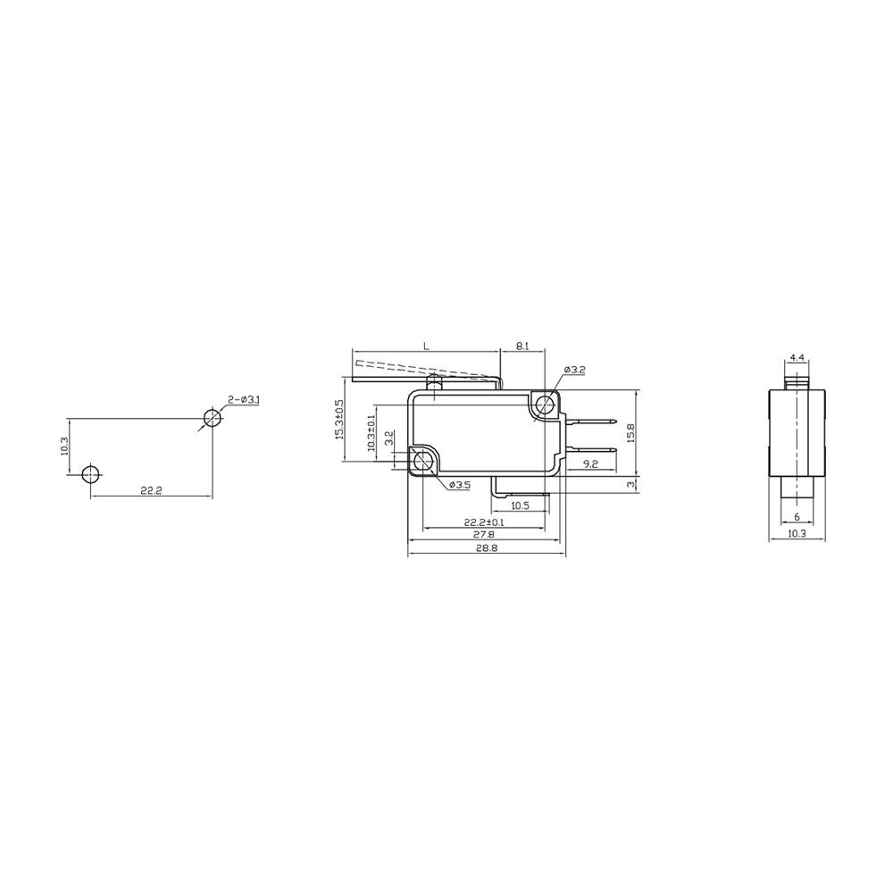Micro switch com patilha on-on 16A 250V - Image 2