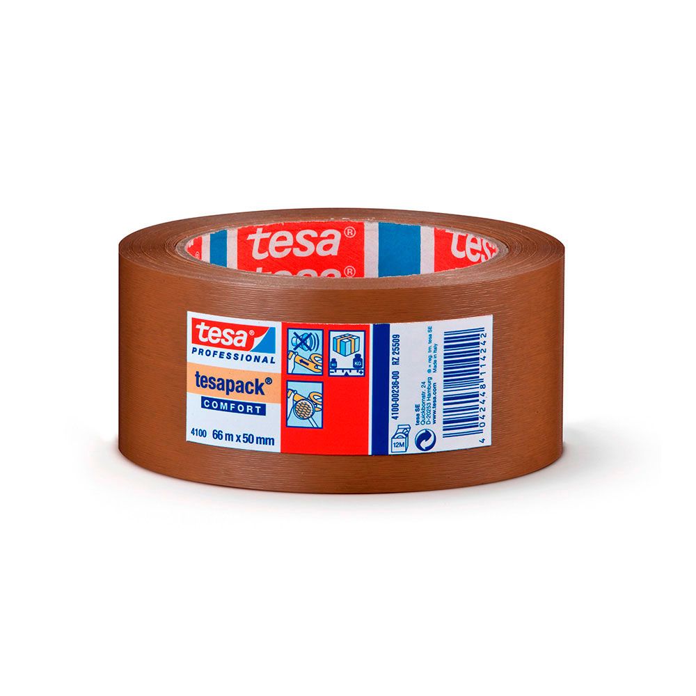 Fita de embalar PVC rugoso castanho 50 mm x 66 m