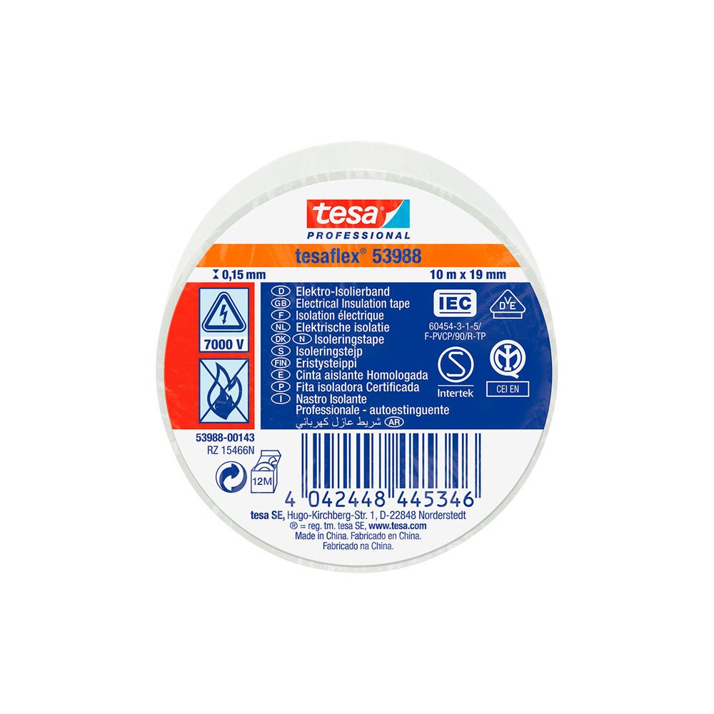 Fita isolante branca aprovada 19 mm x 10 m