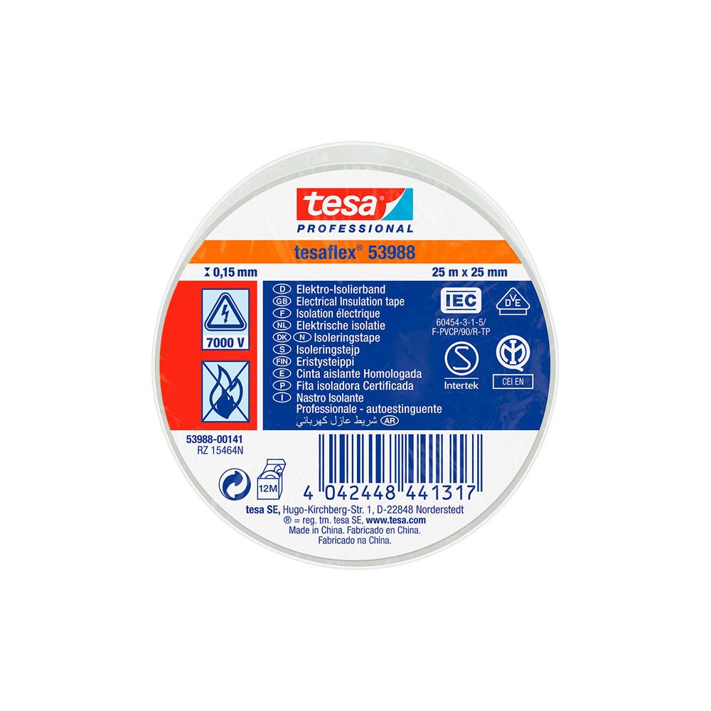 Fita isolante branca aprovada 25 mm x 25 m