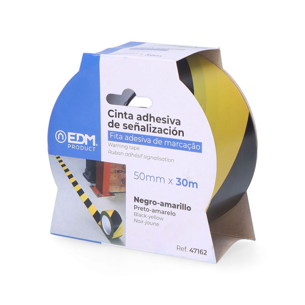 Fita adesiva de sinalizaçao amarela/preta 50 mm x 30 m