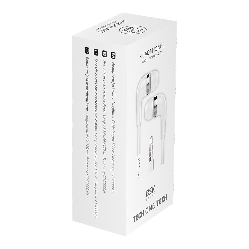 Auscultadores BSK jack com microfone, branco - Image 2