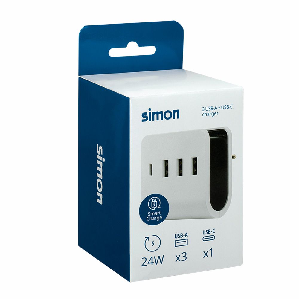 Adaptador 3 USB A + 1 USB C 16 A com suporte para smartphone - Image 2