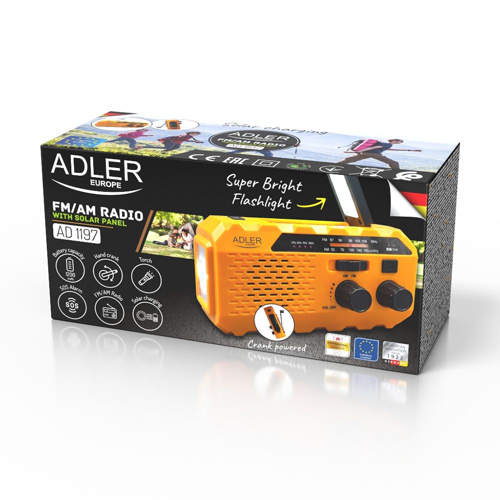 Rádio solar com manivela AD 1197, 15,5 x 5 x 8 cm - Image 8