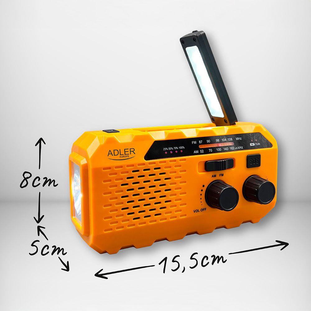 Rádio solar com manivela AD 1197, 15,5 x 5 x 8 cm - Image 11