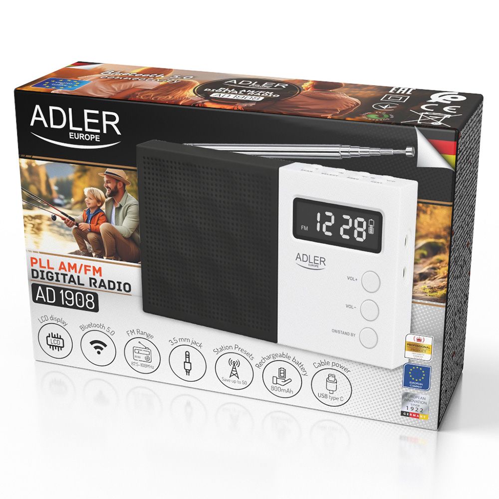 Rádio digital PLL am/fm AD 1908, 15,5 x 5 x 10,5 cm - Image 10