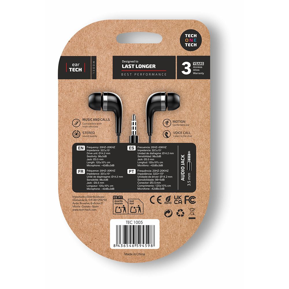 Auriculares eartech con conector mini-jack negros - Image 2