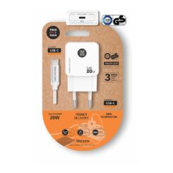 Carregador rápido GAN 20 W + cabo usb-c branco