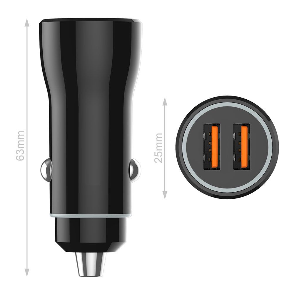 Carregador duplo isqueiro carro preto 2,4A - 12W tech ONE tech - Image 3