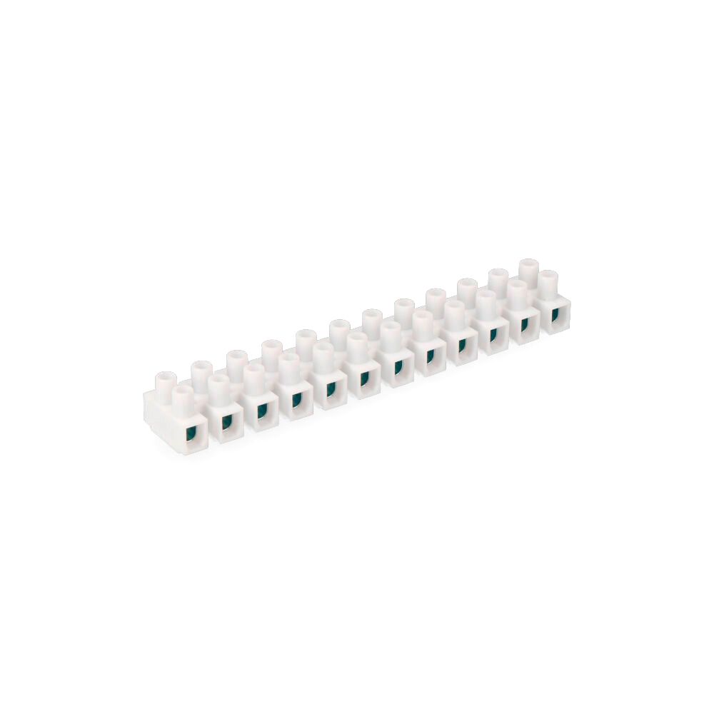 Regleta de conexion de 10 mm , 12 conectores, homologada, blanca