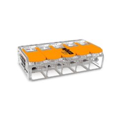 Conector rápido com alavanca de 5 vias, ø máximo 6 mm², 450 v, 41 a, transparente, 36 x 21,1 x 10,1 mm