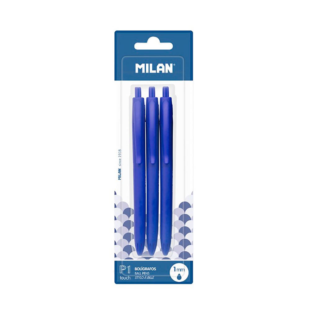 Blíster com 3 canetas azuis milan - Image 2