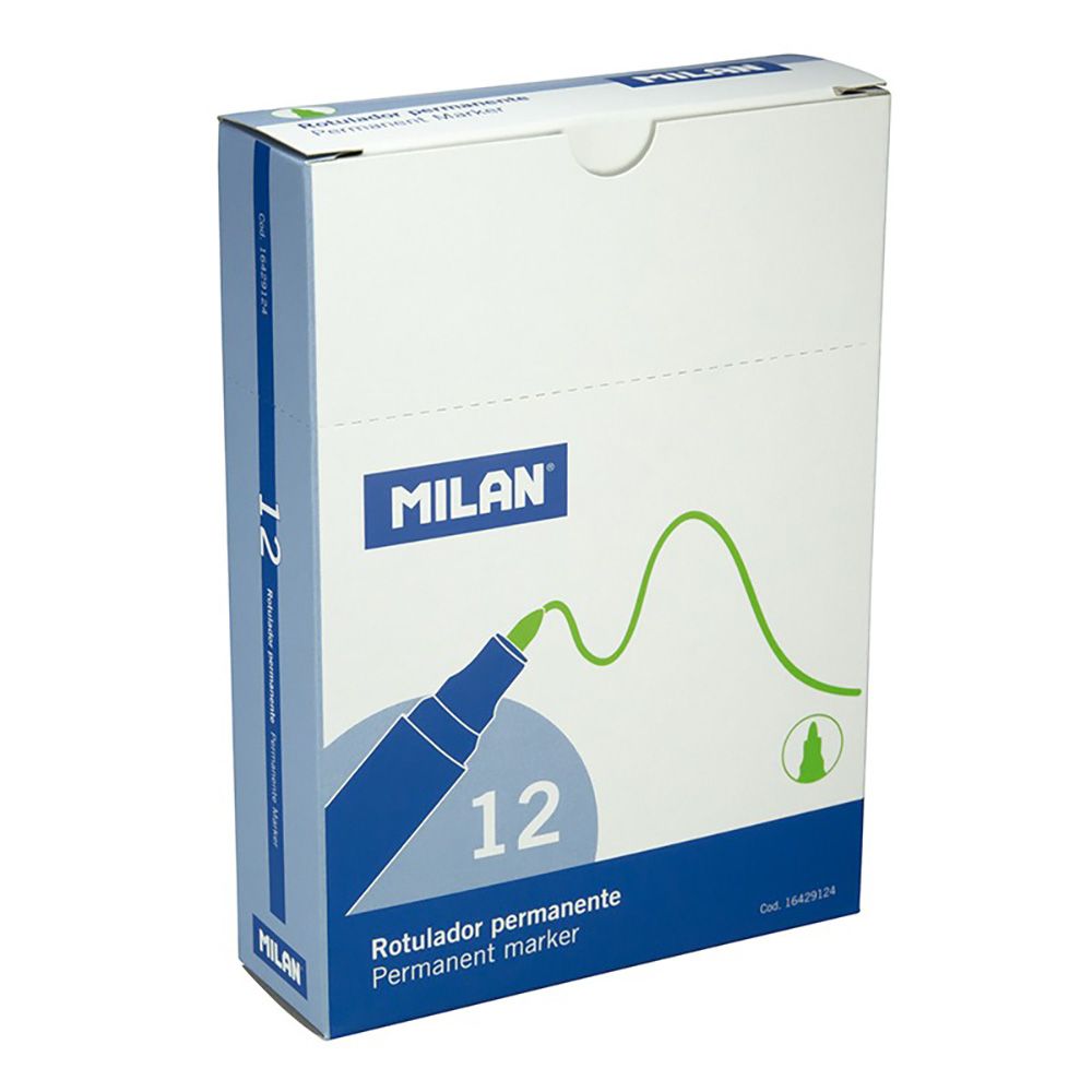 Pack com 12 marcadores permanentes verdes. ponta redonda milan - Image 2
