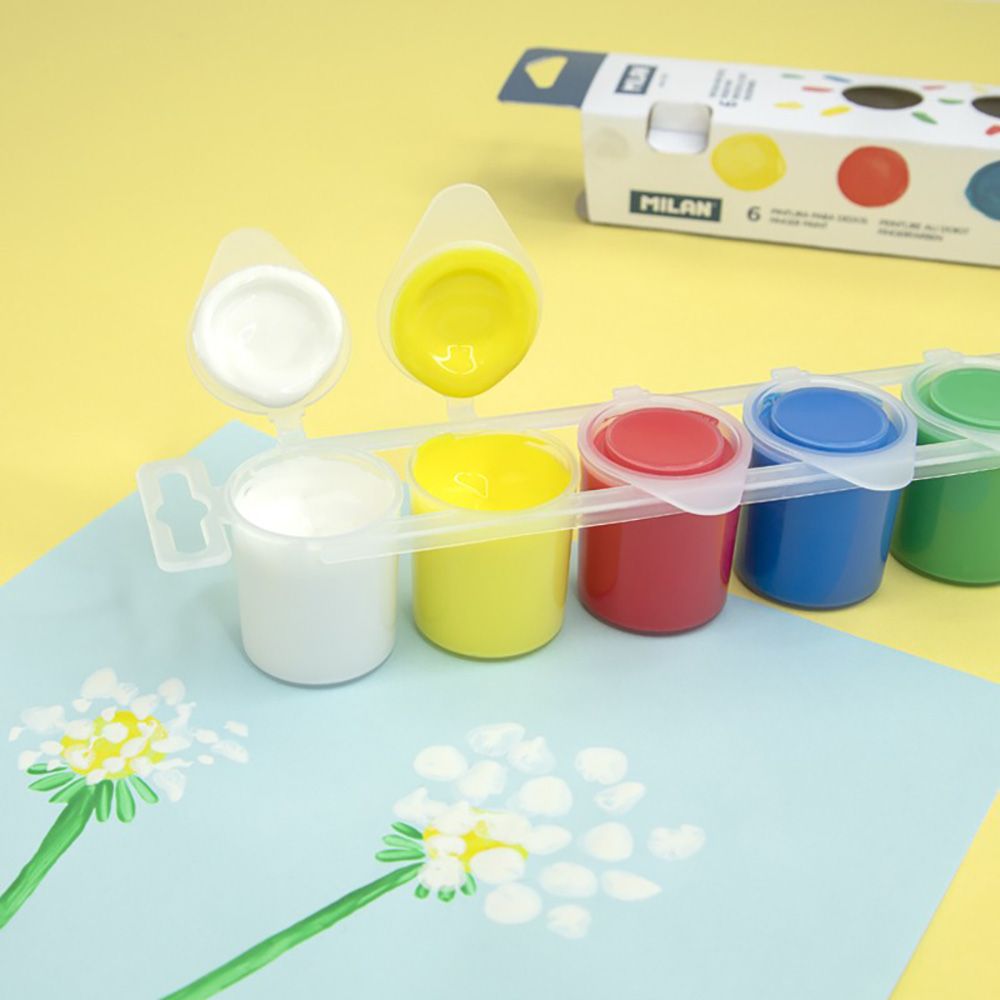 Caixa com 6 potes de pintura para dedos 25ml milan. 6 potes de 25ml - Image 2