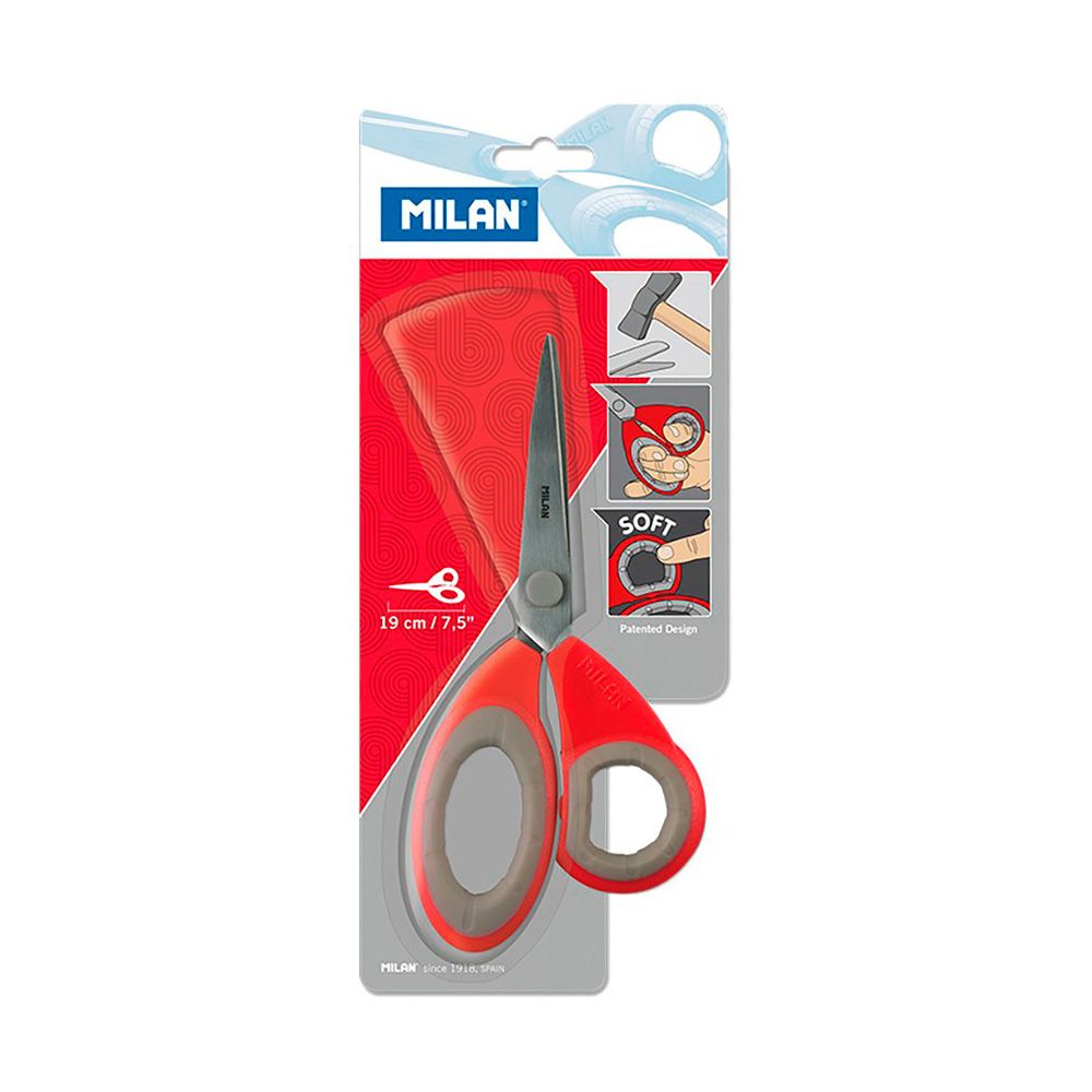 Blíster com tesoura de escritório vermelhas 19cm milan - Image 2